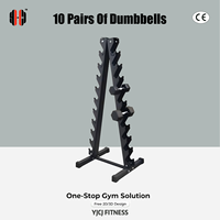 Soporte para diez pares de mancuernas, tipo A, con múltiples niveles, almacenamiento de doble cara y base reforzada para gimnasios comerciales