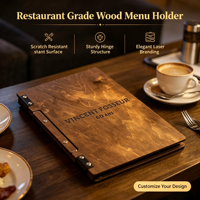 Porte-menu en bois avec fixation par vis, support de menu vintage pour café, restaurant, bar, couverture de menu élégante, luxueuse et tendance, vente en gros