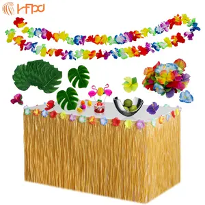 Гавайская Юбка для стола, украшение для домашнего пикника, дня рождения, красочный декор, юбка-занавеска из травы, летние товары для пляжной вечеринки