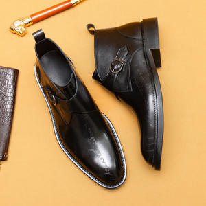 Leather Balmoral leather <b>boots</b> <b>for</b> <b>men</b> hand-sanded texture Amish cotton work wear style Solid Speciality Mates <b>boots</b> - Product Image 5