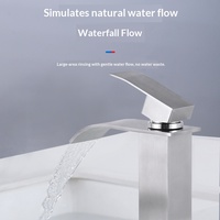 Robinet de lavabo en acier inoxydable, design moderne et minimaliste, monotrou, monocommande, à poser sur le comptoir, avec débit cascade et cartouche céramique, pour lavabo 5