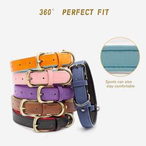 Hot <strong>Sale</strong> Classic Soft Padded Leather <strong>Dog</strong> <strong>Collar</strong> Breathable Waterproof <strong>Dog</strong> <strong>Collar</strong> Leather with Adjustable Durable Metal Buckle - Product Image 3