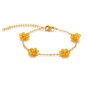 สร้อยข้อมือประดับดอกไม้ลูกปัด |   สร้อยสแตนเลสสตีลชุบทอง 18K PVD |   เครื่องประดับกันน้ำและป้องกันอาการแพ้สำหรับผู้หญิงที่ทันสมัย - Product Image 6