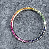 Lunette de montre de luxe en acier inoxydable avec pierres précieuses arc-en-ciel, accessoire de remplacement personnalisé DIY pour la modification et le design de montres de mode