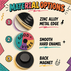 Imán de nevera metálico personalizado de Pop Art, esmaltado duro, con diseños retro de cámara, teléfono, boombox, patineta, imán de recuerdo con logotipo y empaque. - Product Image 4