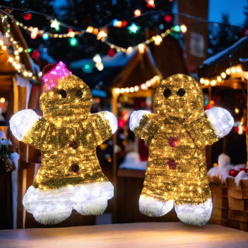 TOPREX outdoor gingerbread christmas lighting led tinsel decoration outdoor light up gingerbread man