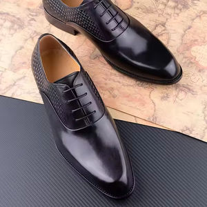 Chaussures habillées en cuir pour hommes, nouveau style, formelles, en cuir de vachette pleine fleur, à bout fermé, de bonne qualité, à lacets, type Oxford - Product Image 1