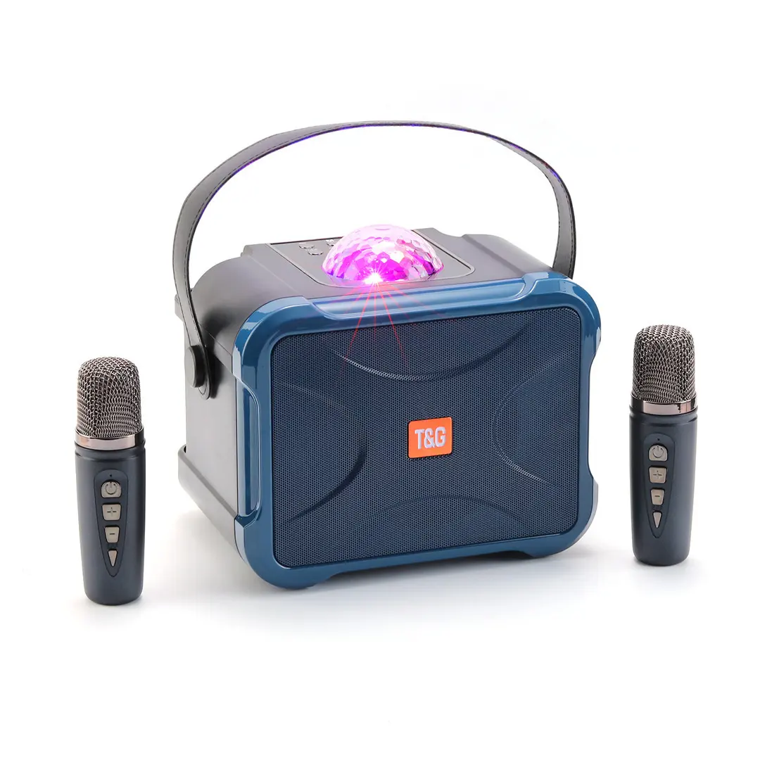 TG543DK Dual Mic portabel Bluetooth Audio profesional Karaoke nirkabel DJ kotak pesta Speaker dengan lampu Led lampu LED 10 logam