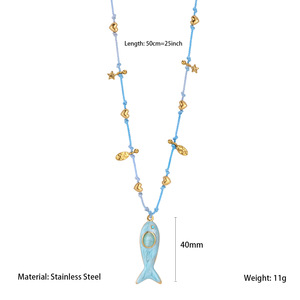 Collier tendance pour femme <span class=keywords><strong>Bohu</strong></span>, plaqué or, avec pendentif poisson et breloque en acier inoxydable, best-seller - Product Image 6