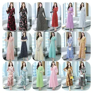 Vestidos Largos Florales para Mujer, Surtidos, Estilos Variados, Vestido Maxi Estampado de Chifón, Entrega Aleatoria, Venta al Por Mayor - Product Image 5