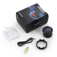 Dynoracing 2 inci 52mm 2 in 1 Pengukur Suhu Air Digital Voltmeter 12V/24V LED Biru Pengukur Mobil Meter Mobil dengan Sensor Suhu 1/8NPT