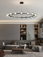Lustre rond moderne en or multi-couches avec abat-jour en verre ambré et éclairage LED pour salon de villa, entrée et grenier