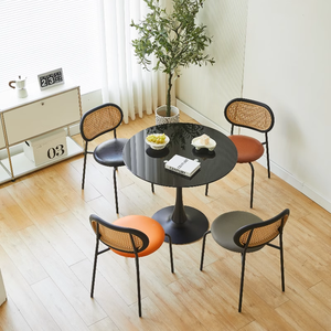 <span class=keywords><strong>Welhome</strong></span>, juego de mesa de comedor redonda negra pura, mesa de comedor de cocina pequeña, barra de café, escritorio de ocio, mesa de salón - Product Image 3