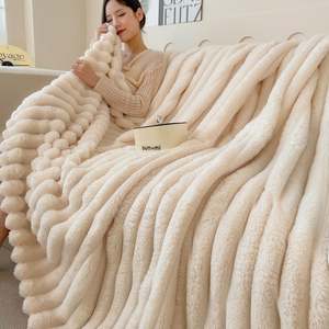 New Artificial Rabbit Plush Autumn Warm Blankets for <b>Beds</b> Soft Coral <b>Fleece</b> Sofa Throw Blanket Comfortable Thicken <b>Bed</b> <b>Sheet</b> - Product Image 5