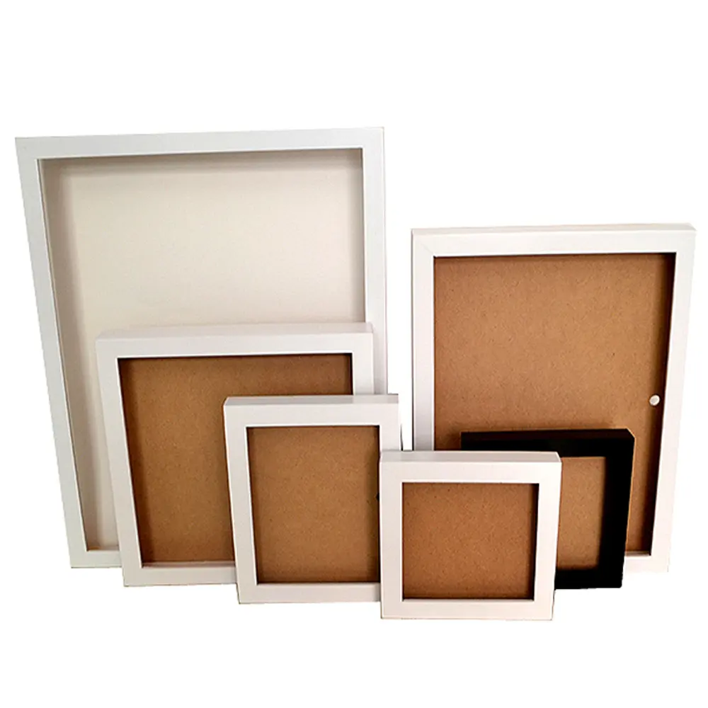 Factory Custom 8 × 8 9 × 9 10 × 10 12 × 12 Shadow Box Frame Blank Canvas White Picture Frame For Wall Hanging