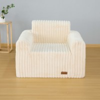 Modernes Kunstfell-Ecksofa Einsitzer Abnehmbarer & Waschbarer Bezug Nicht-Aufblasbar für Schlafzimmer/Wohnzimmer/Büro