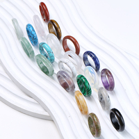 Anneaux en pierre naturelle en gros JD GEMS, anneaux lisses en agate multicolores, œil de tigre, aventurine verte