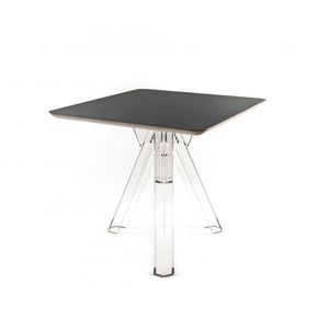 Tavolo da Pranzo Quadrato in Policarbonato Trasparente Ometto Design 80x80 cm Piano Nero Modello OMQT80N-1 per Casa e Bar - Product Image 4