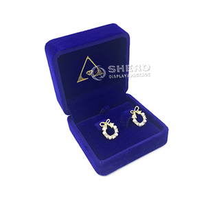 Boîte à bijoux de luxe en velours avec logo personnalisé de haute qualité, double compartiment, pour mariage, organisateur de bijoux, boîte à boucles d'oreilles en velours - Product Image 3
