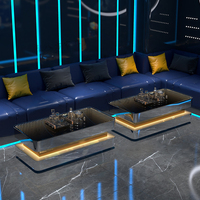 Vente en gros Comptoir de bar commercial pour discothèque Table à DEL Ensemble de table de salon karaoké éclairé en acier inoxydable avec pierre frittée personnalisée
