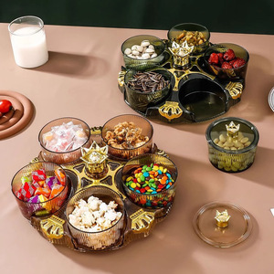 Rotating <b>Snack</b> <b>Tray</b> With 6 Bowls For Fruit And Candy Serving Platter For Living Room Or KTV Use - Product Image 1