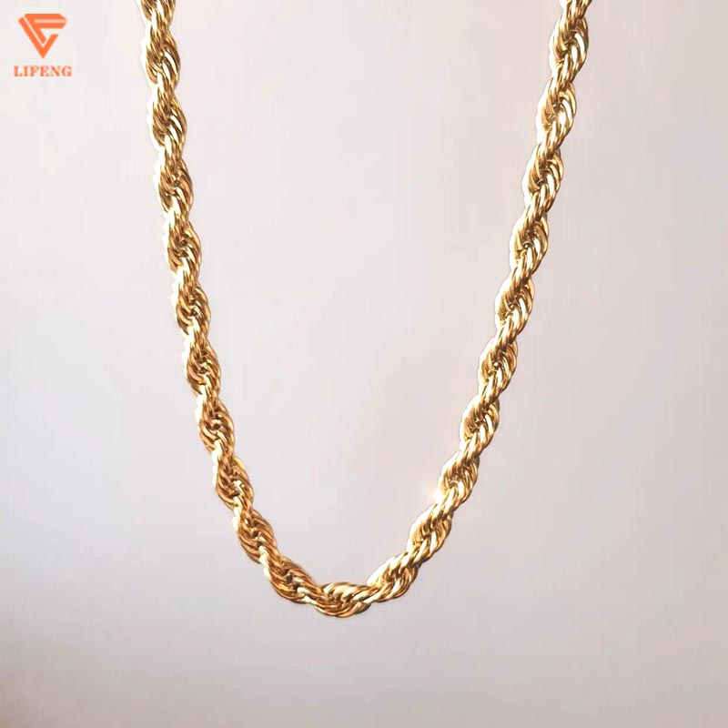 Collana Unisex In Acciaio Inox Oro E Argento – Catena Rotonda Intrecciata 48,5 Cm Larghezza 1,5 Mm - 5