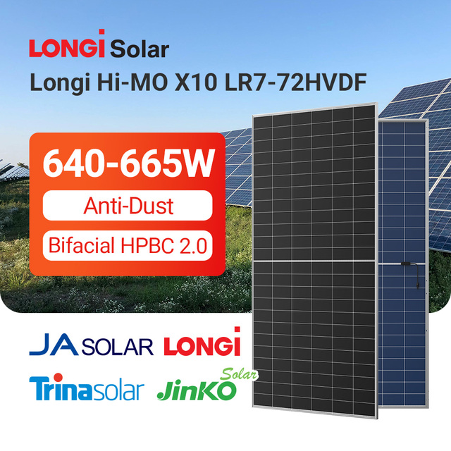 Longi HPBC Bifacial Solar Panel 650 Watt 600watt 640watt IP68 Monocrystalline Solar Panels