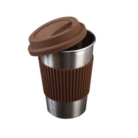 Vente directe d'usine verres lait tasse de voyage café personnalisé tasses en acier inoxydable avec couvercle anneau en silicone anti-brûlure