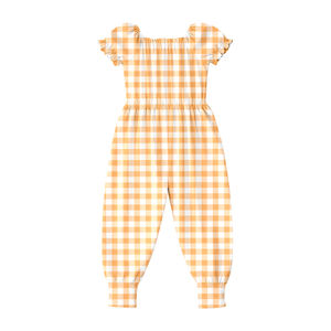 Conjunto de pelele rosa a cuadros de manga corta para bebés y niños pequeños, modelo SR4061, venta al por mayor. - Product Image 6