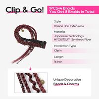 Treccine Dreadlock Boho da 16 Pollici con Perline e Ciondoli, 2 Pezzi di Capelli Sintetici Intrecciati Fatti a Mano per Cosplay, Bordeaux e Bianco