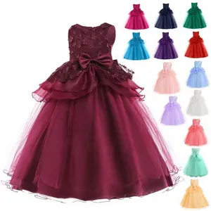 吉尔连衣裙2023年最新新设计长蕾丝花式童装小孩子花派对公主工作服2-10年装