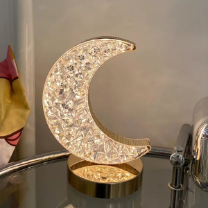 Poplor Crystal Led Table Lamp Touch Control <b>Usb</b> <b>Rechargeable</b> Night <b>Light</b> For Bedroom Decor - Product Image 2