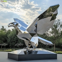 Escultura de águila grande de acero inoxidable con alas extendidas, estatua de pájaro de metal pulido para decoración de jardín, plaza, hotel, villa, personalizable.