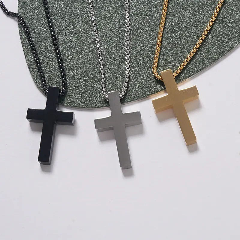 XIXI Schmuck Einfachheit Kreuz Herren Halskette Gold Silber Schwarz Überzogen Edelstahl Große Kreuz Anhänger Halskette Für Herren