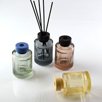 Bouteille Diffuseur d'Arômes Ronde Rayée pour Décoration d'Intérieur, 120 ml, Impression Logo Personnalisé, Bouteille en Verre Diffuseur à Bâtonnets 4 oz