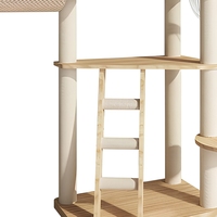 Arbre à chat en bois massif avec poteau à gratter en corde, hamac et plateformes multi-niveaux pour grands chats - Emballage carton OEM