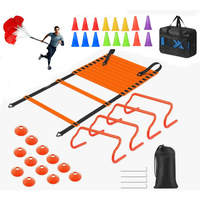 Kit d'entraînement de vitesse et d'agilité de 20 pieds avec cônes de football, corde à sauter, parapluie de résistance et kit d'entraînement pour football et basketball