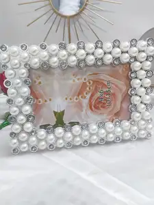 Perlen-kunststoff-fotorahmen 4*6 5*7 6*8 8*10 silber großer perlen-fotorahmen hochzeit paar geschenk souvenir im romantischen stil