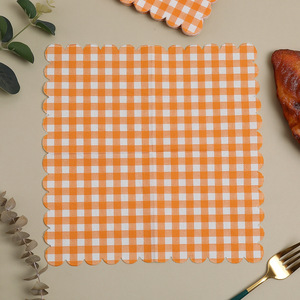 <b>Orange</b> Checkered <b>Paper</b> Napkins 25x25 Cm Disposable Birthday Party Decorations Three Layer - Product Image 2