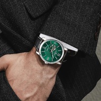 FORSINING FSG8296M4 Automatische Herrenuhr mit großem Gehäuse, offener Herzform, mechanisches Uhrwerk, elegantes Lederarmband, Herren-Business-Armbanduhr