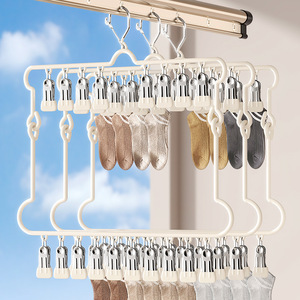 Sock <b>Drying</b> <b>Rack</b> With 18 Clips Rectangle Hook Type Clothing Organizer For Home Use - Product Image 5