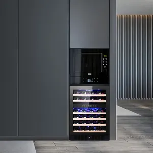 Vinopro 46 bottiglie armadio frigo per vino con luce a led da incasso frigorifero per cantina a doppia zona con ripiani in legno di faggio