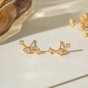 Flower Stud <b>Earrings</b> 14k Gold Plated Micro Insert Geometric Design For Women Party Jewelry - Product Image 3