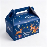 Boîte à emporter de Noël avec poignée, disponible en plusieurs couleurs, boîte cadeau pliable pour aliments et fruits, conteneur à emporter avec logo personnalisé