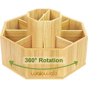 กล่องเก็บของไม้ไผ่หมุนได้ 360 องศา สำหรับจัดเก็บเครื่องเขียน ใช้ได้ทั้งที่บ้าน สำนักงาน และห้องเรียน - Product Image 5