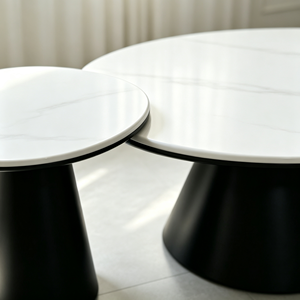 Ensemble de table à manger ovale moderne avec plateau en marbre, design minimaliste, base en métal noir, meubles pour la maison - Product Image 5