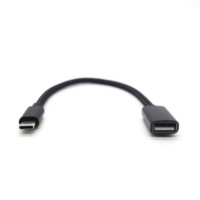 Kabel Adaptor OTG USB2.0 Tipe-C Jantan ke USB Betina Berlapis Foil Hitam dari Pabrik OEM untuk Transfer Data Ponsel, Tablet, Laptop