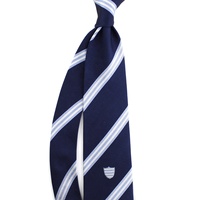 Cravate personnalisée avec logo, vente en gros Chine, en soie jacquard 100% tissée, à rayures et bordures en gros-grain, style vintage, pour homme