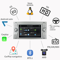 Sistema Multimedia para Automóvil con Pantalla Táctil de 7 Pulgadas y Linux, 2 DIN, con Cámara de Reversa, para Ford Mondeo, Focus, C-Max, Galaxy, S-Max, Fiesta, Radio y Video para Automóvil
