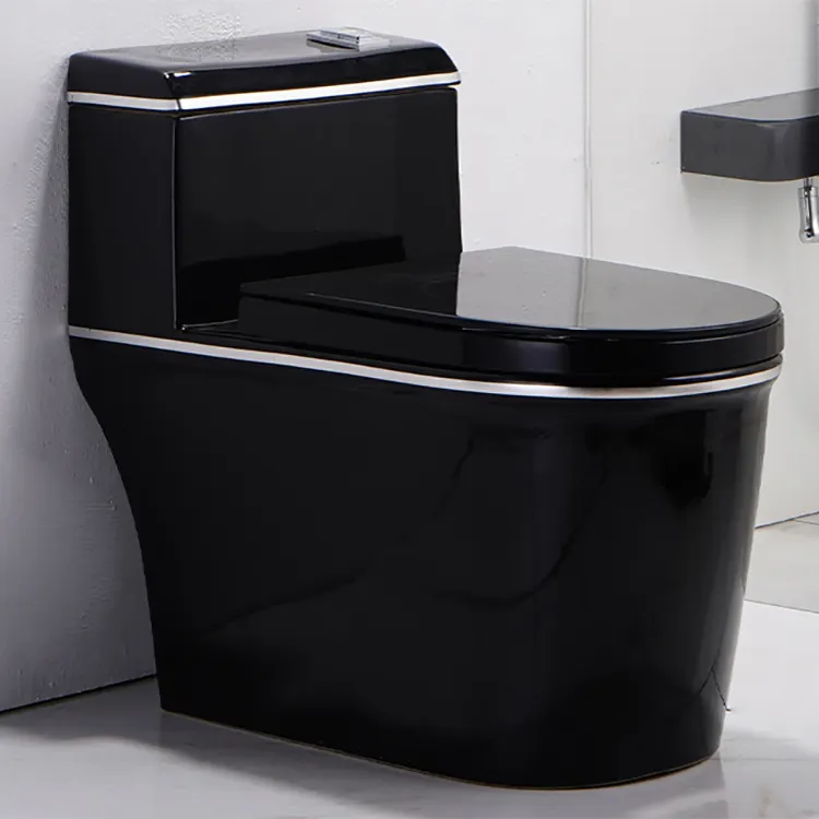 Western s trap modern water closet ceramic inodoro bathroom matt black toilet with white line